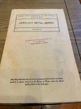 1941 Open-Cut Metal Mining Bureau of Mines Bulletin 433 Maps Photos original